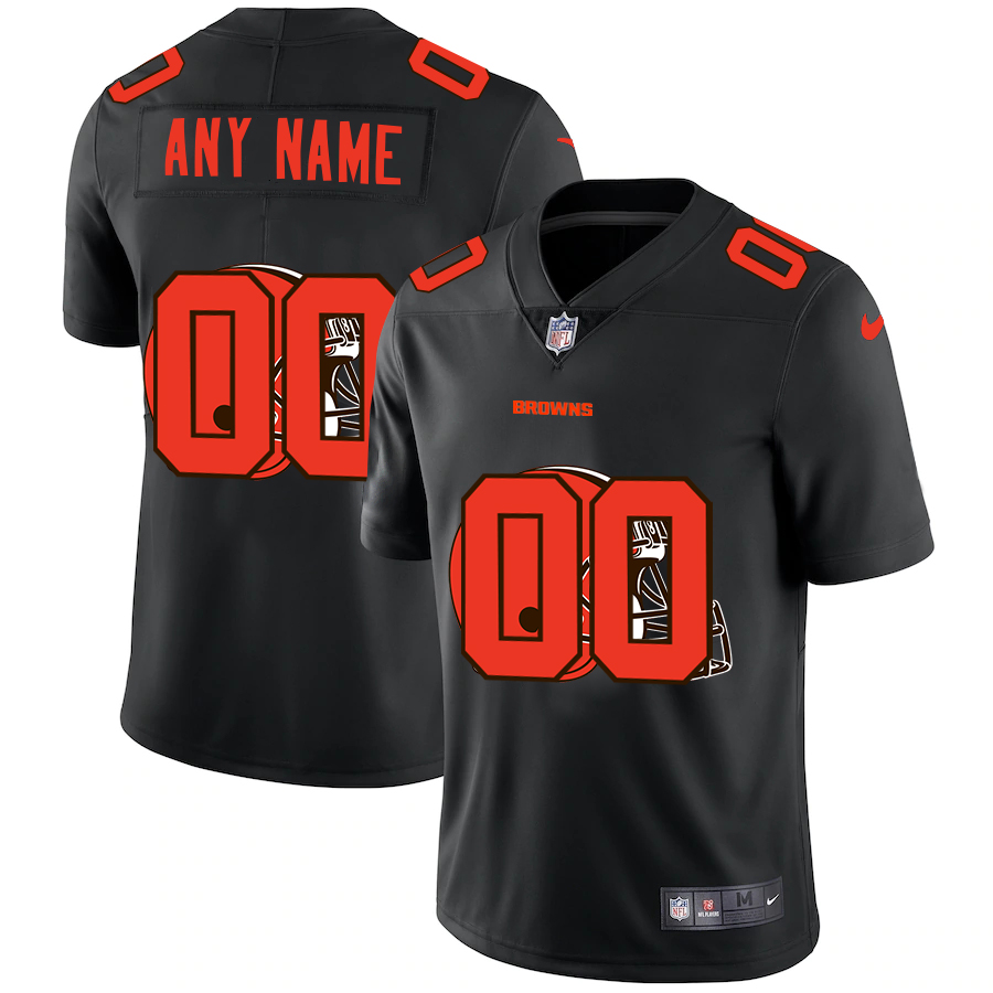 Wholesale Cleveland Browns Custom Men Nike Team Logo Dual Overlap Limited NFL Jersey Black